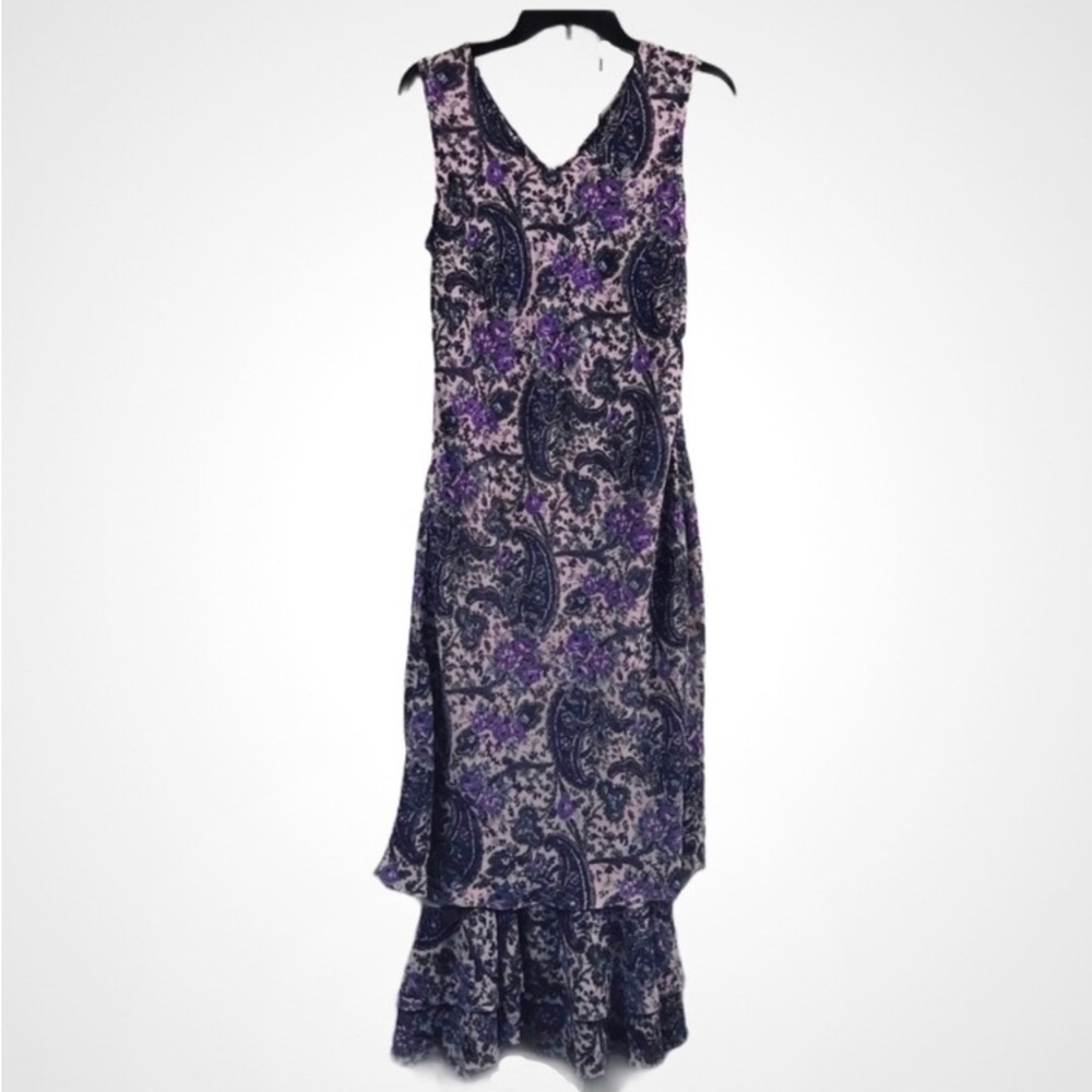 Purple Floral Sleeveless Dress